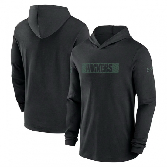 Men Green Bay Packers Black Sideline Performance Hoodie Men Green Bay Packers Black Sideline Performance Hoodie