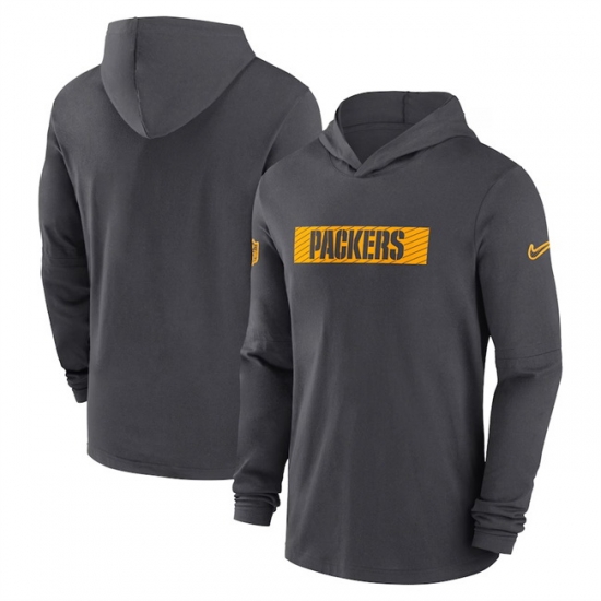 Men Green Bay Packers Charcoal Sideline Performance Hoodie Men Green Bay Packers Charcoal Sideline Performance Hoodie
