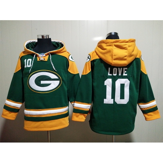 NFL Men Green Bay Packers 10 Jordan Love Stitched Hoodie NFL Men Green Bay Packers 10 Jordan Love Stitched Hoodie