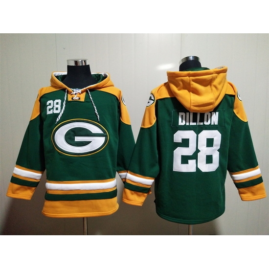 NFL Men Green Bay Packers 28 A J Dillon Stitched Hoodie NFL Men Green Bay Packers 28 A J Dillon Stitched Hoodie