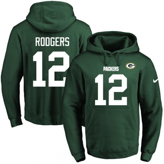 NFL Mens Nike Green Bay Packers 12 Aaron Rodgers Green Name Number Pullover Hoodie NFL Mens Nike Green Bay Packers 12 Aaron Rodgers Green Name Number Pullover Hoodie
