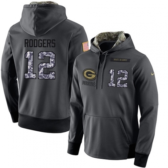 NFL Mens Nike Green Bay Packers 12 Aaron Rodgers Stitched Black Anthracite Salute to Service Player Performance Hoodie NFL Mens Nike Green Bay Packers 12 Aaron Rodgers Stitched Black Anthracite Salute to Service Player Performance Hoodie