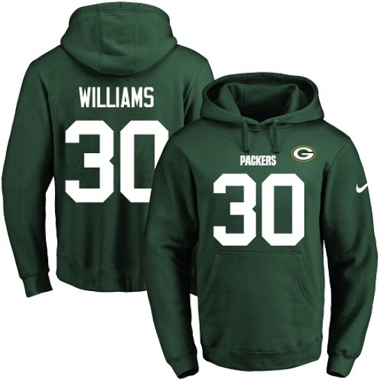 NFL Mens Nike Green Bay Packers 30 Jamaal Williams Green Name Number Pullover Hoodie NFL Mens Nike Green Bay Packers 30 Jamaal Williams Green Name Number Pullover Hoodie