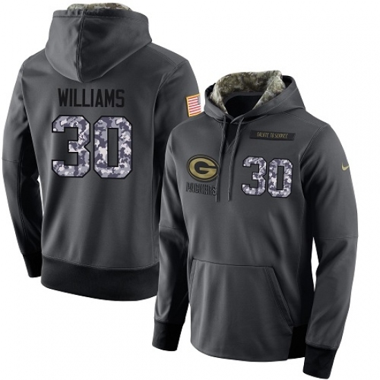 NFL Mens Nike Green Bay Packers 30 Jamaal Williams Stitched Black Anthracite Salute to Service Player Performance Hoodie NFL Mens Nike Green Bay Packers 30 Jamaal Williams Stitched Black Anthracite Salute to Service Player Performance Hoodie