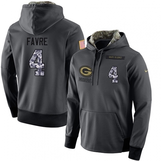 NFL Mens Nike Green Bay Packers 4 Brett Favre Stitched Black Anthracite Salute to Service Player Performance Hoodie NFL Mens Nike Green Bay Packers 4 Brett Favre Stitched Black Anthracite Salute to Service Player Performance Hoodie