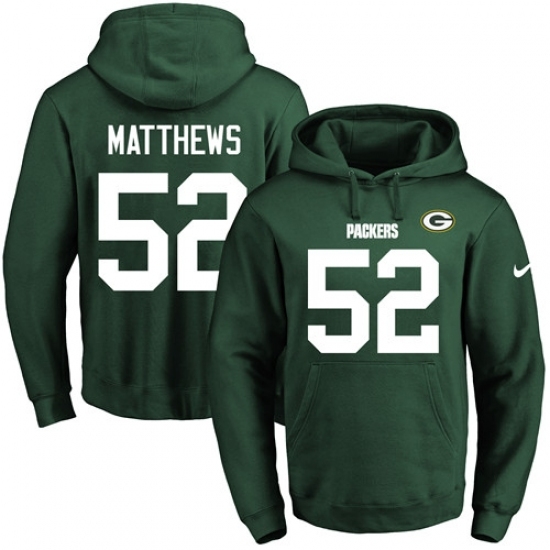 NFL Mens Nike Green Bay Packers 52 Clay Matthews Green Name Number Pullover Hoodie NFL Mens Nike Green Bay Packers 52 Clay Matthews Green Name Number Pullover Hoodie