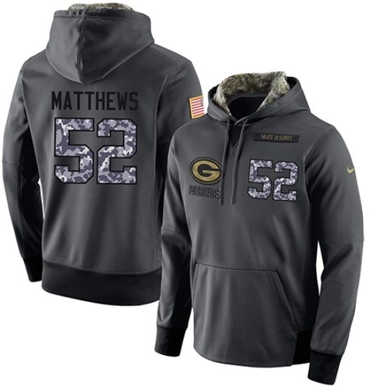 NFL Mens Nike Green Bay Packers 52 Clay Matthews Stitched Black Anthracite Salute to Service Player Performance Hoodie NFL Mens Nike Green Bay Packers 52 Clay Matthews Stitched Black Anthracite Salute to Service Player Performance Hoodie