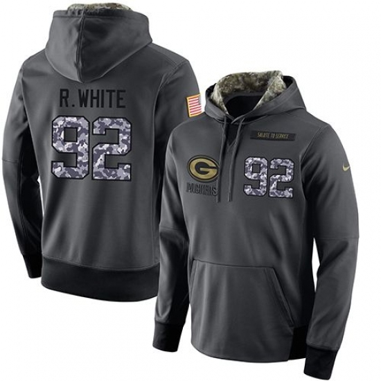 NFL Mens Nike Green Bay Packers 92 Reggie White Stitched Black Anthracite Salute to Service Player Performance Hoodie NFL Mens Nike Green Bay Packers 92 Reggie White Stitched Black Anthracite Salute to Service Player Performance Hoodie