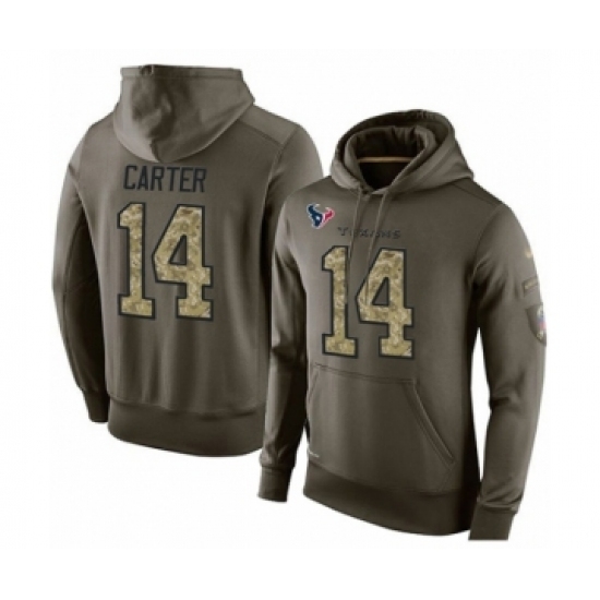 Football Mens Houston Texans 14 DeAndre Carter Green Salute To Service Pullover Hoodie Football Mens Houston Texans 14 DeAndre Carter Green Salute To Service Pullover Hoodie