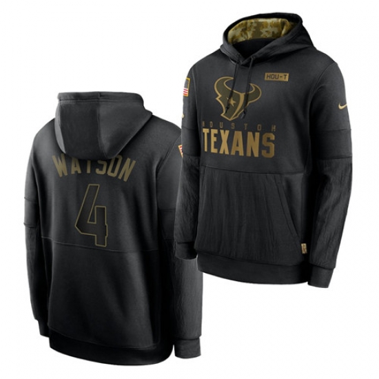 Men Houston Texans 4 Deshaun Watson 2020 Salute To Service Black Sideline Performance Pullover Hoodie Men Houston Texans 4 Deshaun Watson 2020 Salute To Service Black Sideline Performance Pullover Hoodie
