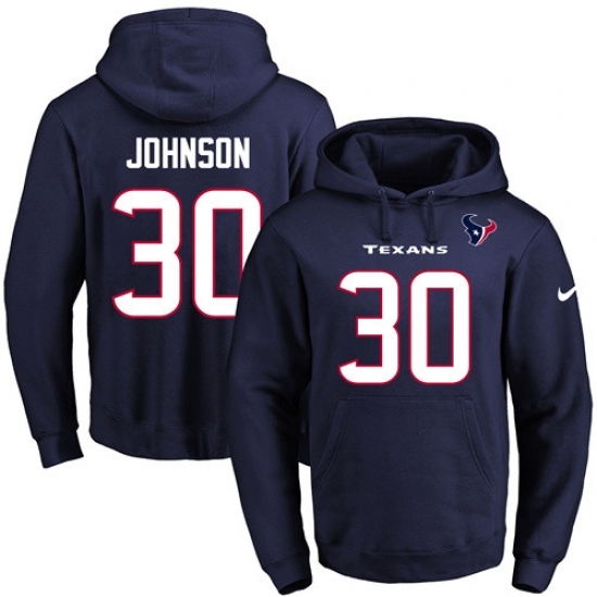 NFL Mens Nike Houston Texans 30 Kevin Johnson Navy Blue Name Number Pullover Hoodie NFL Mens Nike Houston Texans 30 Kevin Johnson Navy Blue Name Number Pullover Hoodie