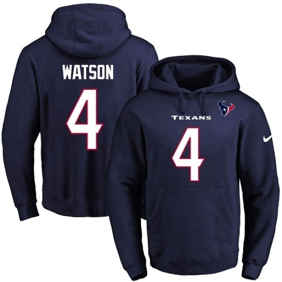 NFL Mens Nike Houston Texans 4 Deshaun Watson Navy Blue Name Number Pullover Hoodie NFL Mens Nike Houston Texans 4 Deshaun Watson Navy Blue Name Number Pullover Hoodie