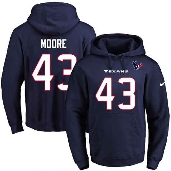 NFL Mens Nike Houston Texans 43 Corey Moore Navy Blue Name Number Pullover Hoodie NFL Mens Nike Houston Texans 43 Corey Moore Navy Blue Name Number Pullover Hoodie