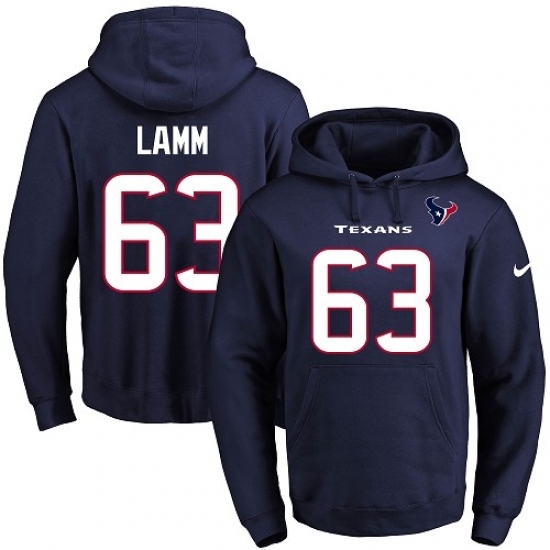 NFL Mens Nike Houston Texans 63 Kendall Lamm Navy Blue Name Number Pullover Hoodie NFL Mens Nike Houston Texans 63 Kendall Lamm Navy Blue Name Number Pullover Hoodie