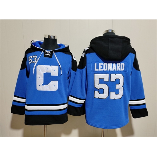 Men Indianapolis Colts 53 Shaquille Leonard Blue Ageless Must Have Lace Up Pullover Hoodie Men Indianapolis Colts 53 Shaquille Leonard Blue Ageless Must Have Lace Up Pullover Hoodie