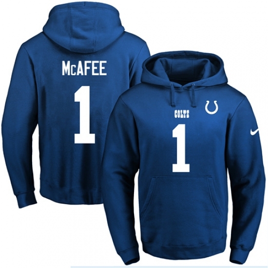 NFL Mens Nike Indianapolis Colts 1 Pat McAfee Royal Blue Name Number Pullover Hoodie NFL Mens Nike Indianapolis Colts 1 Pat McAfee Royal Blue Name Number Pullover Hoodie