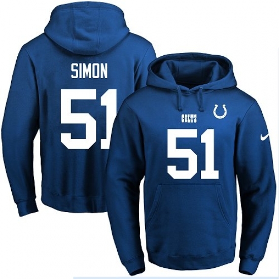 NFL Mens Nike Indianapolis Colts 51 John Simon Royal Blue Name Number Pullover Hoodie NFL Mens Nike Indianapolis Colts 51 John Simon Royal Blue Name Number Pullover Hoodie