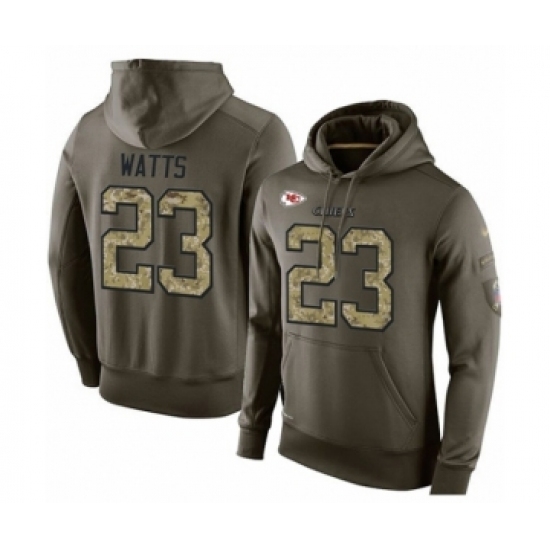 Football Mens Kansas City Chiefs 23 Armani Watts Green Salute To Service Pullover Hoodie Football Mens Kansas City Chiefs 23 Armani Watts Green Salute To Service Pullover Hoodie