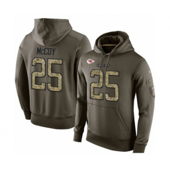 Football Mens Kansas City Chiefs 25 LeSean McCoy Green Salute To Service Pullover Hoodie Football Mens Kansas City Chiefs 25 LeSean McCoy Green Salute To Service Pullover Hoodie