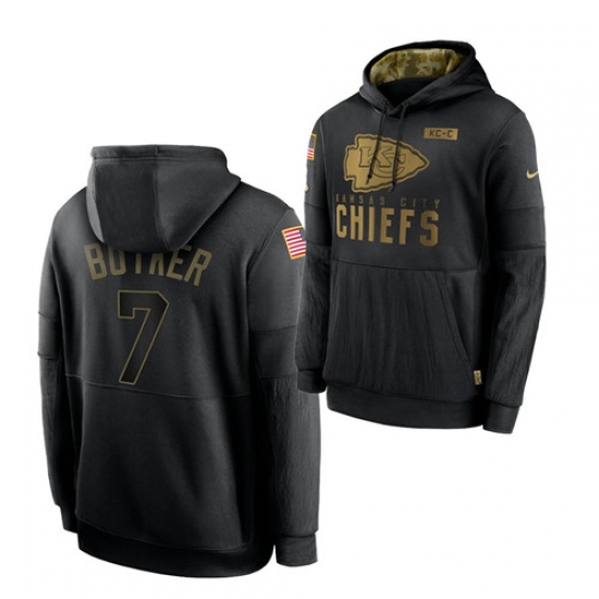 Men Kansas City Chiefs 7 Harrison Butker 2020 Salute To Service Black Sideline Performance Pullover Hoodie Men Kansas City Chiefs 7 Harrison Butker 2020 Salute To Service Black Sideline Performance Pullover Hoodie