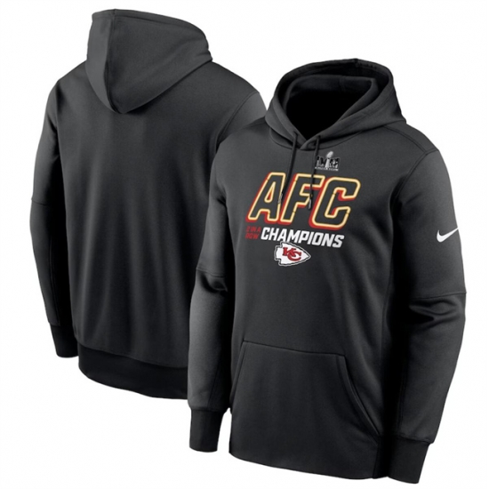 Men Kansas City Chiefs Black 2023 AFC Champions Iconic Pullover Hoodie Men Kansas City Chiefs Black 2023 AFC Champions Iconic Pullover Hoodie