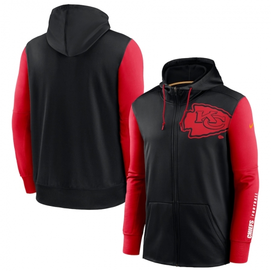 Men Kansas City Chiefs Black Red Fan Gear Mascot Performance Full Zip Hoodie Men Kansas City Chiefs Black Red Fan Gear Mascot Performance Full Zip Hoodie