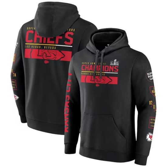 Men Kansas City Chiefs Black Super Bowl LVIII Champions Pullover Hoodie Men Kansas City Chiefs Black Super Bowl LVIII Champions Pullover Hoodie
