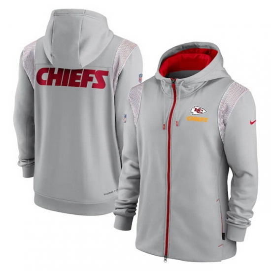 Men Kansas City Chiefs Grey Performance Sideline Lockup Full Zip Hoodie Men Kansas City Chiefs Grey Performance Sideline Lockup Full Zip Hoodie