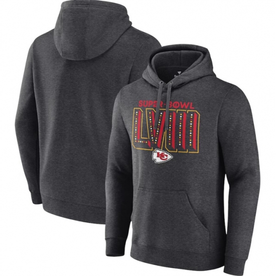 Men Kansas City Chiefs Heather Charcoal Super Bowl LVIII Local Pullover Hoodie Men Kansas City Chiefs Heather Charcoal Super Bowl LVIII Local Pullover Hoodie