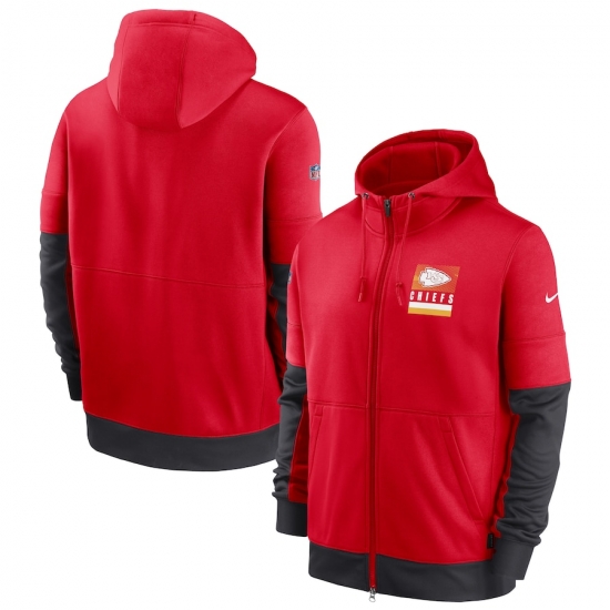 Men Kansas City Chiefs New 2020 Nike Red Black Fan Gear Mascot Performance Full Zip Hoodie Men Kansas City Chiefs New 2020 Nike Red Black Fan Gear Mascot Performance Full Zip Hoodie