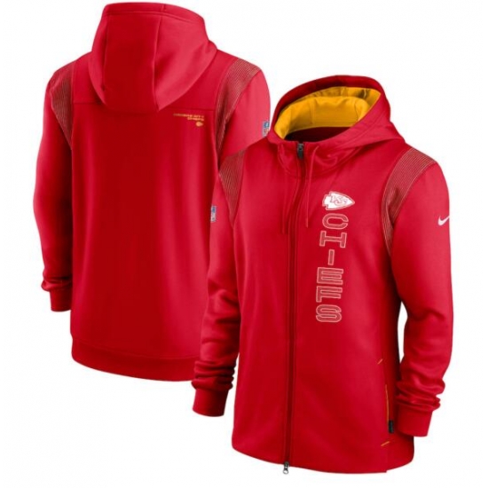 Men Kansas City Chiefs Nike Red Sideline Full-Zip Hoodie