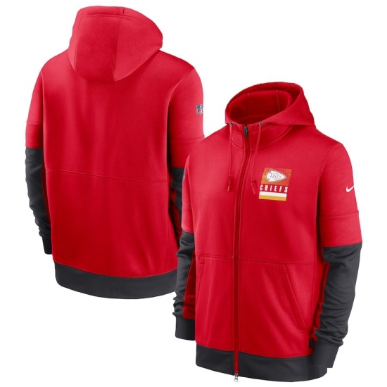 Men Kansas City Chiefs Nike Sideline Impact Lockup Performance Full Zip Hoodie Red Men Kansas City Chiefs Nike Sideline Impact Lockup Performance Full Zip Hoodie Red