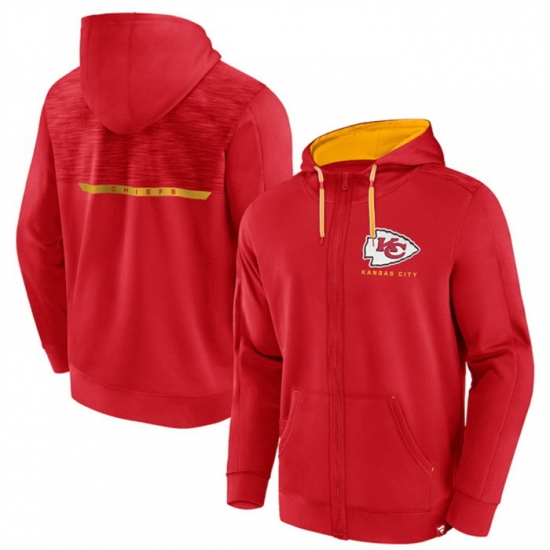 Men Kansas City Chiefs Red Defender Evo Full Zip Hoodie Men Kansas City Chiefs Red Defender Evo Full Zip Hoodie