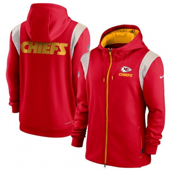 Men Kansas City Chiefs Red Performance Sideline Lockup Full Zip Hoodie Men Kansas City Chiefs Red Performance Sideline Lockup Full Zip Hoodie