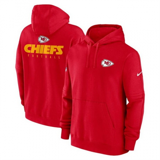 Men Kansas City Chiefs Red Sideline Club Fleece Pullover Hoodie Men Kansas City Chiefs Red Sideline Club Fleece Pullover Hoodie