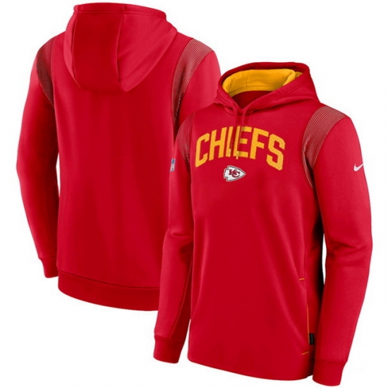 Men Kansas City Chiefs Red Sideline Stack Performance Pullover Hoodie 002 Men Kansas City Chiefs Red Sideline Stack Performance Pullover Hoodie 002