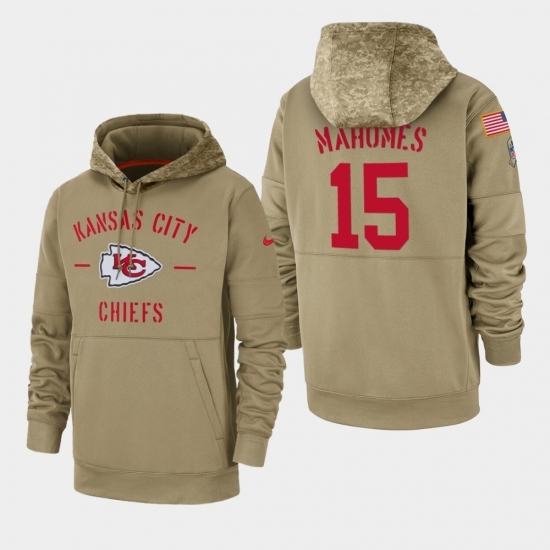 Mens Kansas City Chiefs 15 Patrick Mahomes 2019 Salute to Service Sideline Therma Pullover Hoodie Tan Mens Kansas City Chiefs 15 Patrick Mahomes 2019 Salute to Service Sideline Therma Pullover Hoodie Tan
