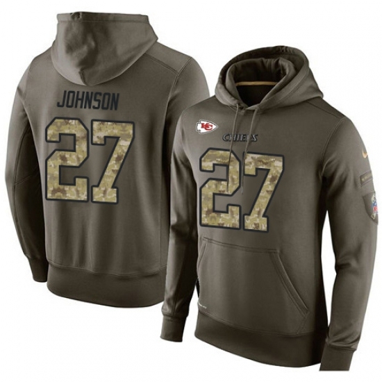 NFL Nike Kansas City Chiefs 27 Larry Johnson Green Salute To Service Mens Pullover Hoodie NFL Nike Kansas City Chiefs 27 Larry Johnson Green Salute To Service Mens Pullover Hoodie