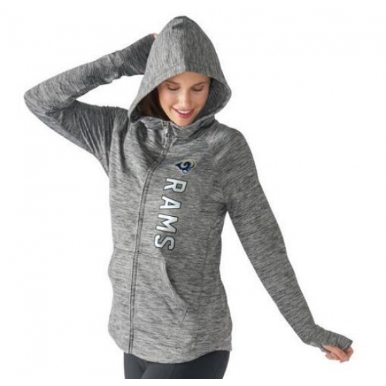 NFL Los Angeles Rams G III 4Her by Carl Banks Womens Recovery Full Zip Hoodie Heathered Gray NFL Los Angeles Rams G III 4Her by Carl Banks Womens Recovery Full Zip Hoodie Heathered Gray