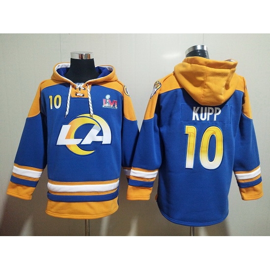 Men Los Angeles Rams 10 Cooper Kupp 2022 Royal Super Bowl LVI Champions Pullover Hoodi Men Los Angeles Rams 10 Cooper Kupp 2022 Royal Super Bowl LVI Champions Pullover Hoodi