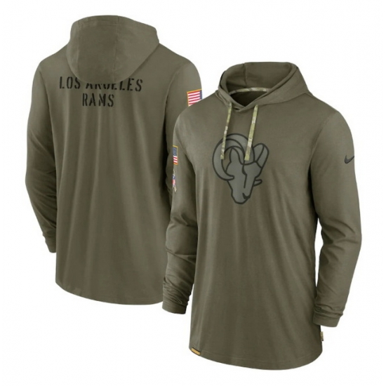 Men Los Angeles Rams 2022 Olive Salute To Service Tonal Pullover Hoodie Men Los Angeles Rams 2022 Olive Salute To Service Tonal Pullover Hoodie