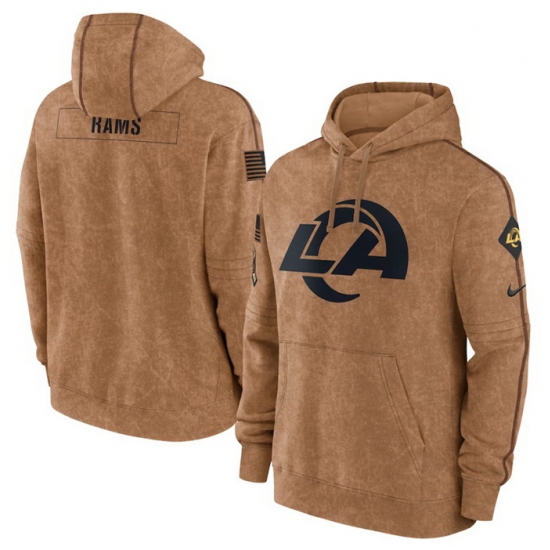 Men Los Angeles Rams 2023 Brown Salute To Service Pullover Hoodie Men Los Angeles Rams 2023 Brown Salute To Service Pullover Hoodie