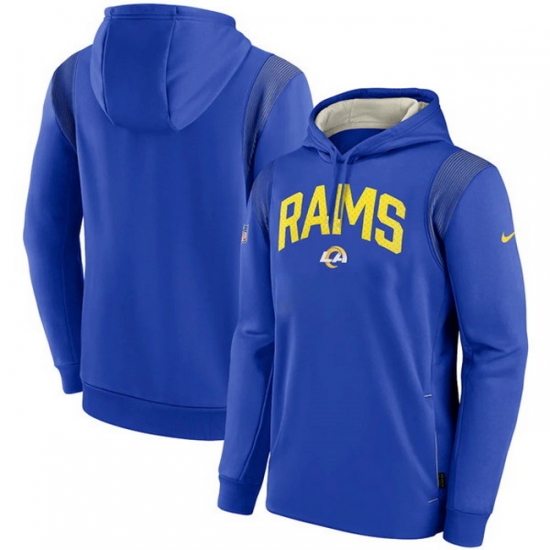 Men Los Angeles Rams Royal Sideline Stack Performance Pullover Hoodie 001 Men Los Angeles Rams Royal Sideline Stack Performance Pullover Hoodie 001