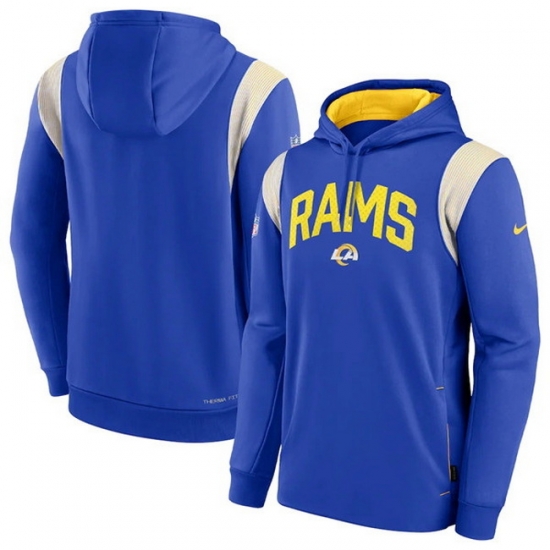 Men Los Angeles Rams Royal Sideline Stack Performance Pullover Hoodie 002 Men Los Angeles Rams Royal Sideline Stack Performance Pullover Hoodie 002