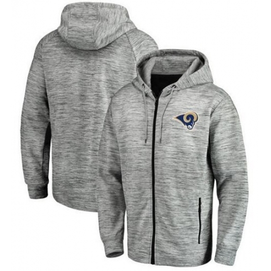 NFL Los Angeles Rams Pro Line by Fanatics Branded Space Dye Performance Full Zip Hoodie Heathered Gray NFL Los Angeles Rams Pro Line by Fanatics Branded Space Dye Performance Full Zip Hoodie Heathered Gray