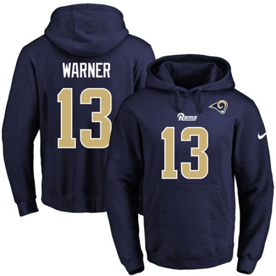 NFL Mens Nike Los Angeles Rams 13 Kurt Warner Navy Blue Name Number Pullover Hoodie NFL Mens Nike Los Angeles Rams 13 Kurt Warner Navy Blue Name Number Pullover Hoodie