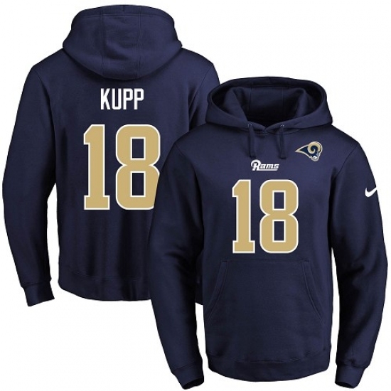 NFL Mens Nike Los Angeles Rams 18 Cooper Kupp Navy Blue Name Number Pullover Hoodie NFL Mens Nike Los Angeles Rams 18 Cooper Kupp Navy Blue Name Number Pullover Hoodie