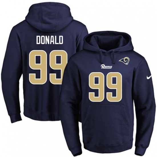 NFL Mens Nike Los Angeles Rams 99 Aaron Donald Navy Blue Name Number Pullover Hoodie NFL Mens Nike Los Angeles Rams 99 Aaron Donald Navy Blue Name Number Pullover Hoodie