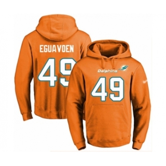 Football Mens Miami Dolphins 49 Sam Eguavoen Orange Name Number Pullover Hoodie Football Mens Miami Dolphins 49 Sam Eguavoen Orange Name Number Pullover Hoodie
