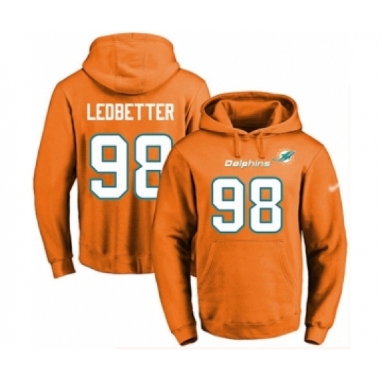 Football Mens Miami Dolphins 98 Jonathan Ledbetter Orange Name Number Pullover Hoodie Football Mens Miami Dolphins 98 Jonathan Ledbetter Orange Name Number Pullover Hoodie
